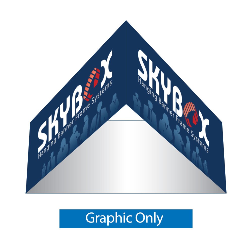 12ft Hanging Banner Triangle — Single Sided Graphic Only with White Back Fabric